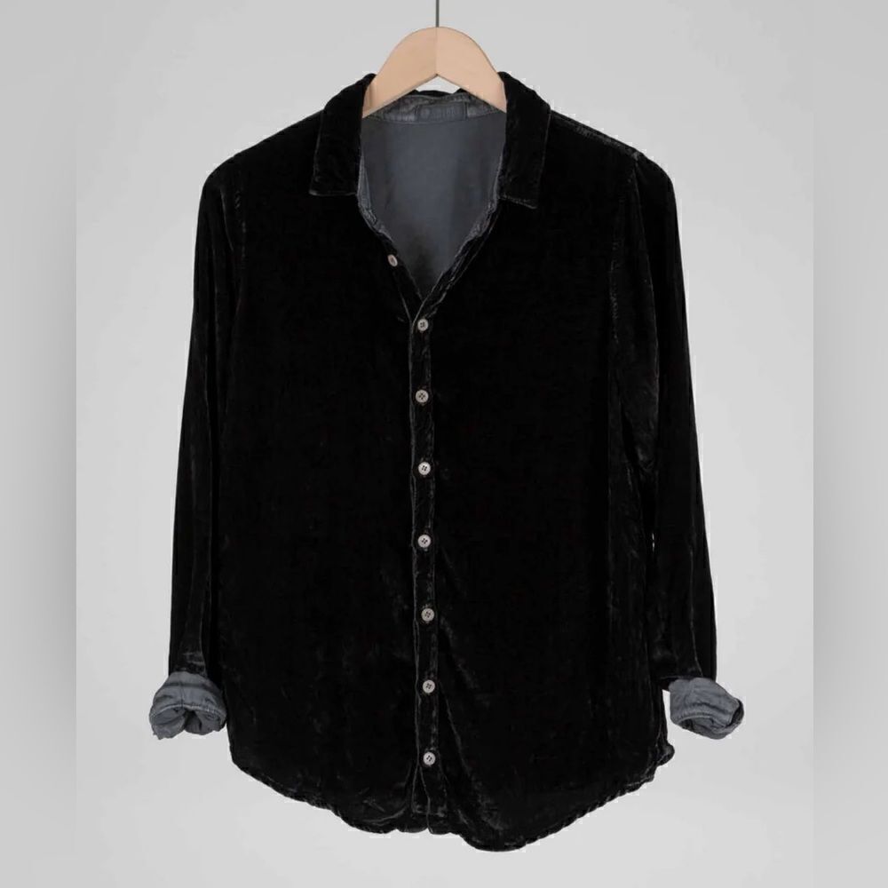 CP Shades Romy Velvet Rayon Silk Button Down XS
